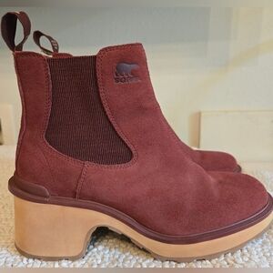 Sorel Hi-Line Heel Chelsea Leather Waterproof Boots - Spice/Tawny Buff Size 9.5